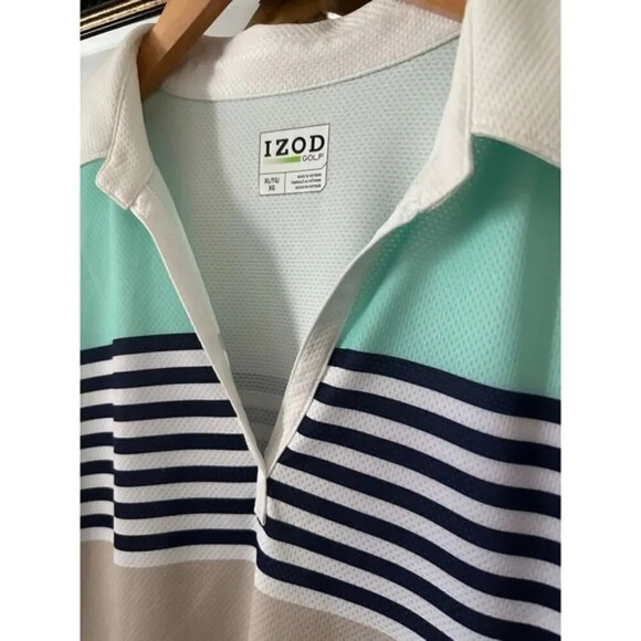 Izod Women’s Sleeveless Polo Shirt Size XL Striped Golf Tennis Top Collared Tank - Picture 3 of 5